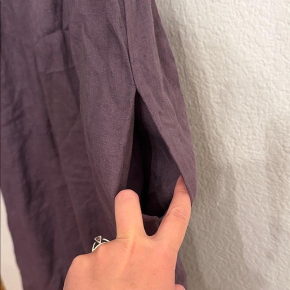 Pyne & Smith Tea Dress Collared Linen Dress in Plum Truffle size Medium - Picture 5 of 6